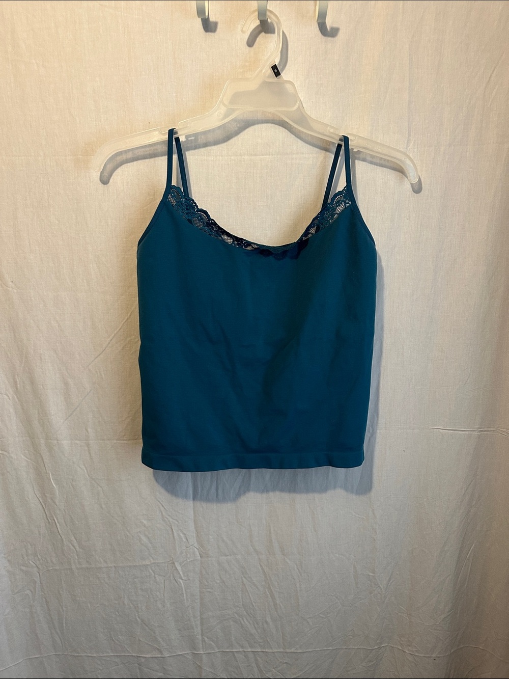 Lace-Trim Teal Cami Tank Top